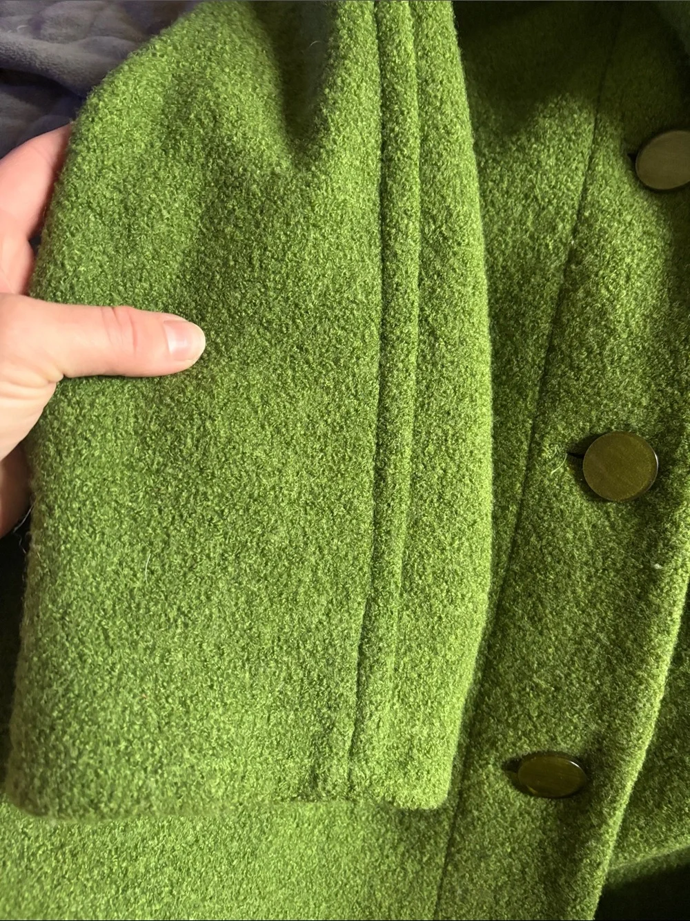 Spense Green Wool-Blend Cropped Pea Coat | Size M